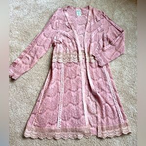 Blush colored lace duster